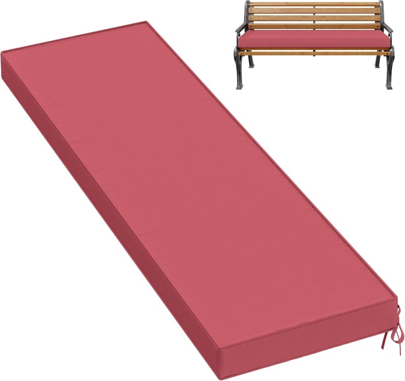 Pakunoda Premium Outdoor Bench Cushions for Patio Furniture 3.5inches Memory Foam Bench Cushion Waterproof Fade Resistant Porch Swing Cushions with Straps 60×18 Inch Fuchsiared - Image 1